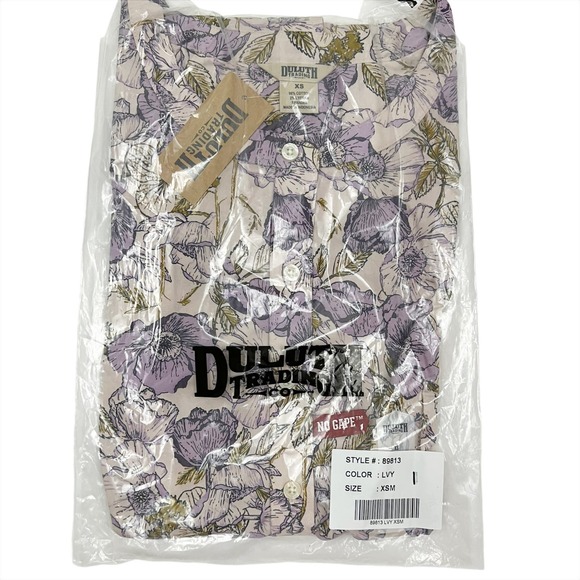 NWT Duluth Trading Wrinkle Fighter Tunic Top Shirt Purple Floral XS - Picture 2 of 2